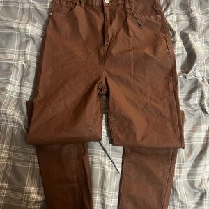 Pretty little thing brown pleather skinny pants